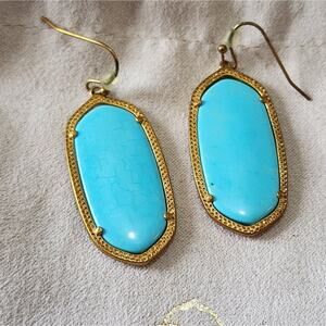 Kendra scott antique brass and‎ turquoise Elle Earrings